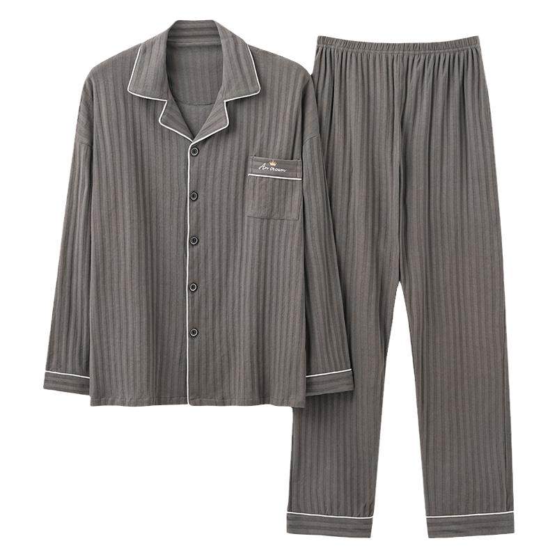 北极绒2025年新款男士睡衣纯棉长袖春秋季青年冬天家居服两件套装