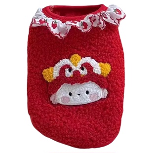 猫咪新年衣服2026宠物金渐层布偶猫过年装扮喜庆狗马甲秋冬款加厚