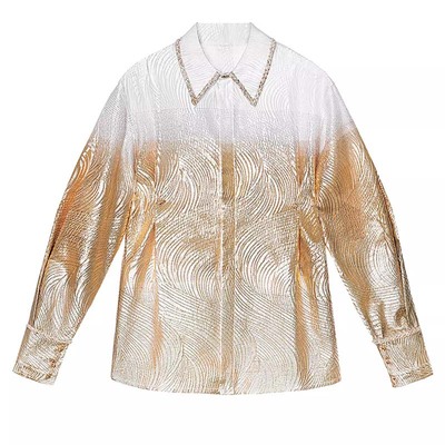 山谷少年金色渐变提花衬衫