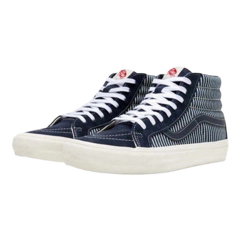 高端支线帆布鞋vans海军蓝条纹