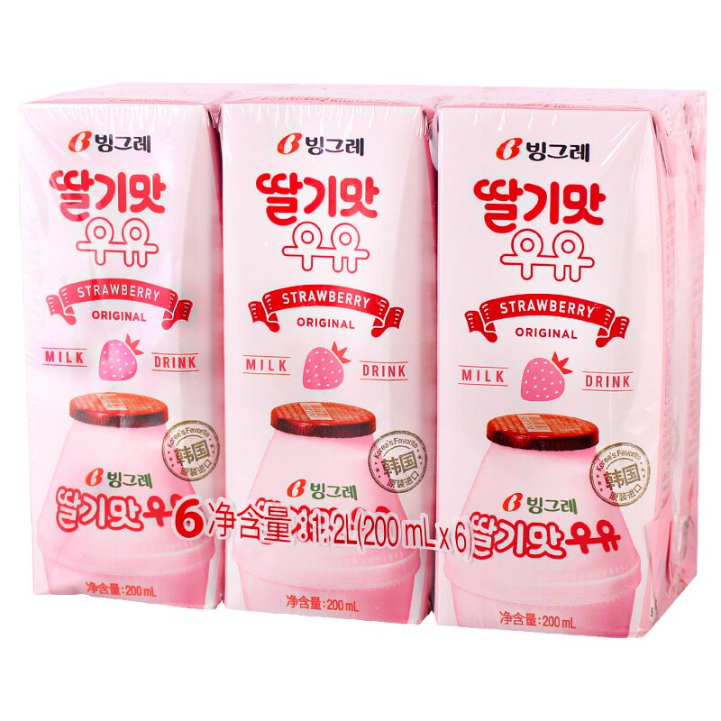 韩国进口饮料宾格瑞200ml*6瓶