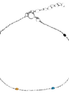 纯银女彩色珠子珠链手链不掉色