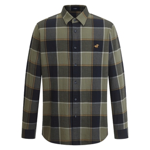 【100%棉】LONDA 伦德马精美刺绣格子衬衫商务休闲舒适长袖衬衣男