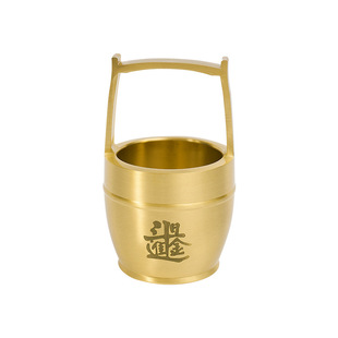 黄铜一桶金摆件招财黄铜迷你小水桶办公桌客厅创意一统江山工艺品