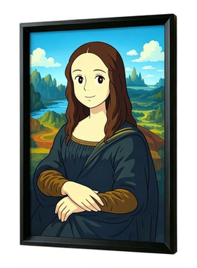 搞怪蒙娜丽莎装饰画趣味恶搞名画挂画小众个性摆挂创意书房咖啡店