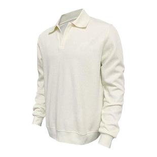 Light Weight美式海鸥领POLO显壮正肩长袖T恤弹力重磅挺括上衣男