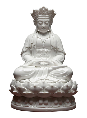 黼山堂16英寸坐全莲毗卢观音白瓷