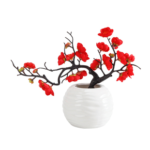 仿真梅花桃花枝摆件客厅干花盆景腊梅摆设花盆栽客厅室内装饰假花