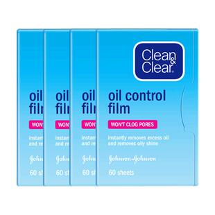 cleanclear可伶可俐吸油纸男女面部吸油蓝膜去油面巾便携式4包
