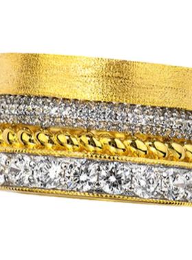 复古四层叠戴锆石宽戒指