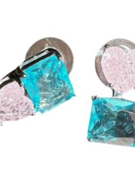 旖旎彩虹豆宝石项链Vintage 镀18K金 卢比莱红蓝加利锆石手链套装