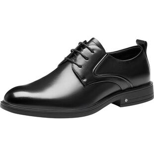 【头层牛皮】千百度商务正装皮鞋男士软底真皮德比鞋新款增高男鞋