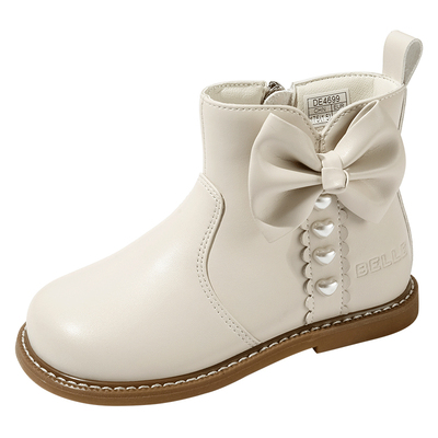 百丽童鞋冬季加绒皮靴子