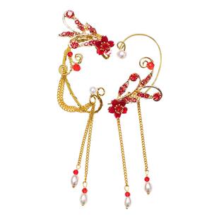 原创新款儿童耳环耳夹无耳洞古装汉服耳饰古风蝴蝶流苏耳挂头发饰