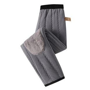 稻草人休闲裤子男冬季加绒加厚防风保暖羽绒棉裤东北大码束脚长裤