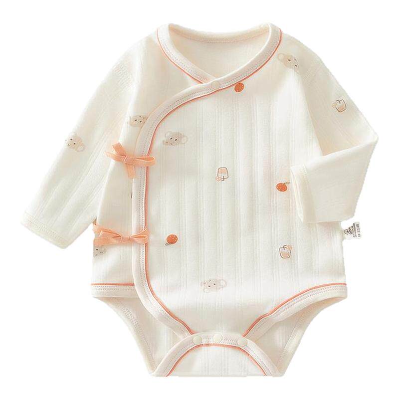 JQ婧麒新生婴儿衣服春秋初生满月宝宝包屁衣a类纯棉早秋偏开哈衣