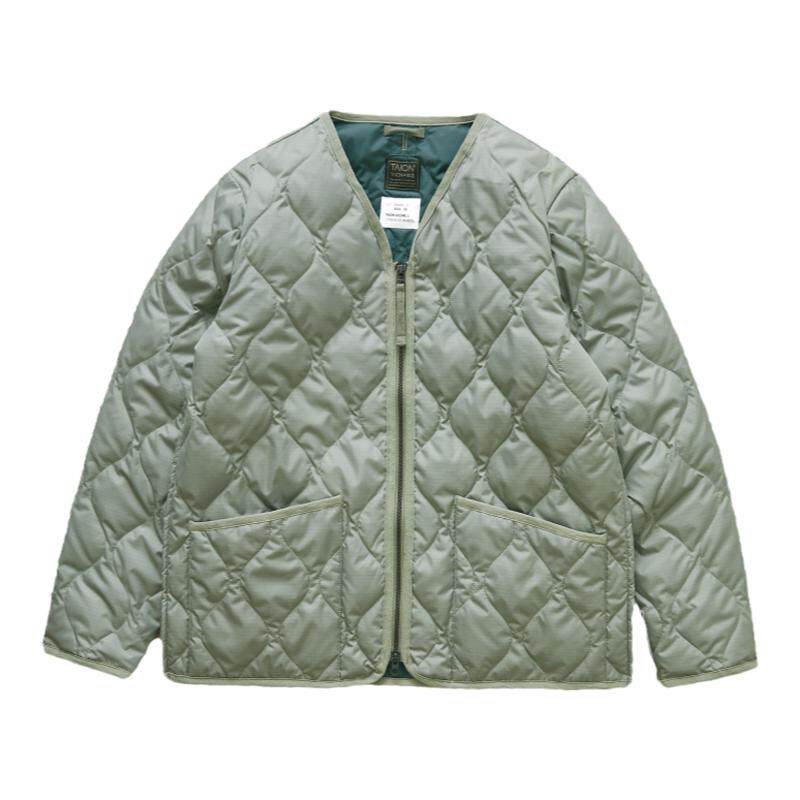现货 TAION MILITARY ZIP V NECK DOWN 军事绗缝轻薄复古羽绒夹克