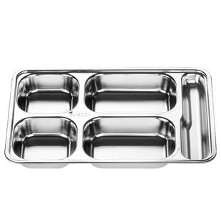 特大号304不锈钢餐盘 分格带盖成人家用学生饭盘食堂商用快餐盘子