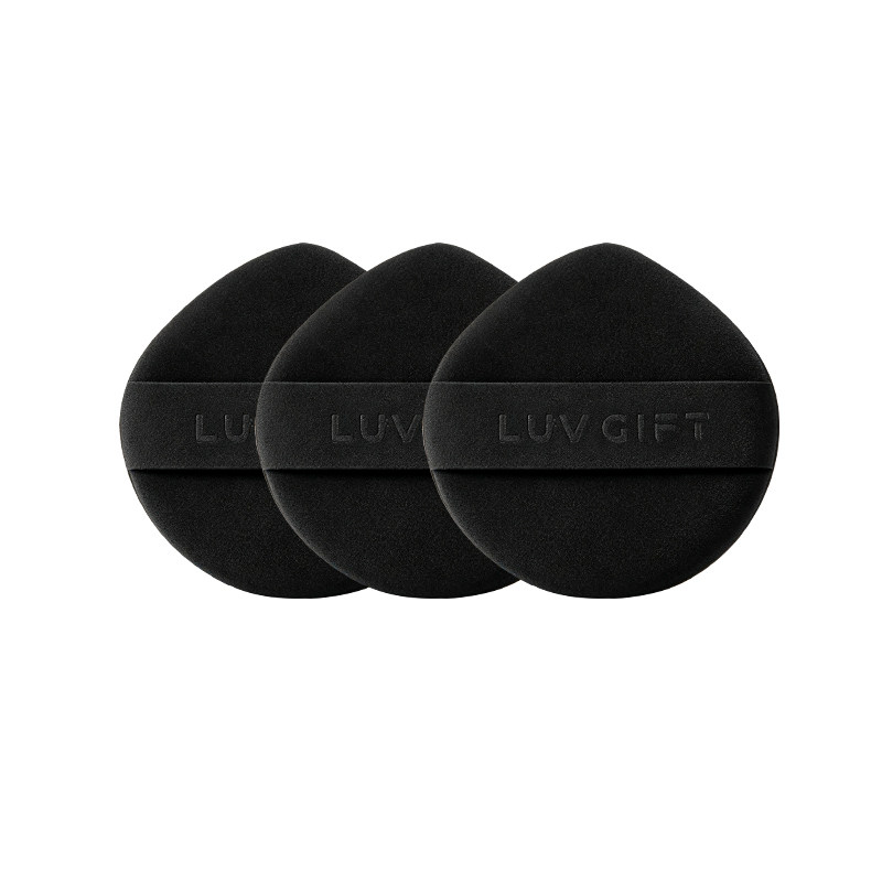 爱物极物LUVGIFT黑水滴气垫粉扑3片装软弹双面可用化妆粉扑收纳盒