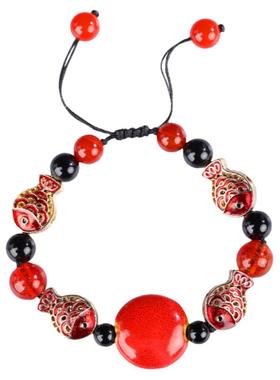 珠花蝶度女景泰蓝琉璃民族风手链