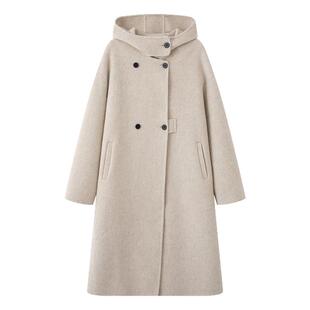 画风drawwind羊毛大衣女2025秋冬新款纯色中长款气质双面呢子外套