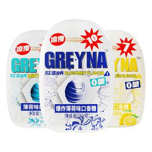 GREYNA歌雷呐10级爆炸薄荷无糖口香糖瓶装工作犯困提醒神咀嚼糖果