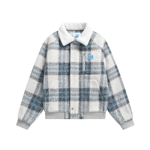 TGWALL「时间公式 」格纹羊羔绒毛领棉衣保暖宽松棉服外套男女