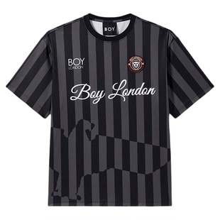 BOYLONDON7A级抗菌潮酷竖条纹球衣T恤26年夏新款男女短袖M01174