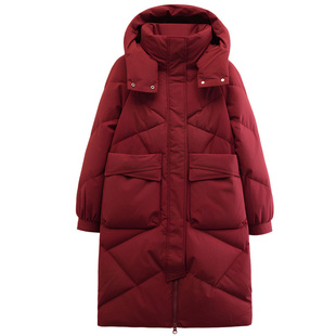 雅鹿正品中长款女士连帽羽绒服女款25宽松鸭绒超保暖时尚休闲百搭