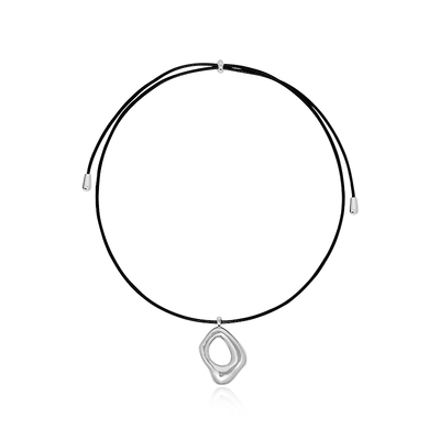 G/S高级感几何cos风黑皮绳项链