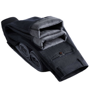 啄木鸟加绒加厚休闲裤男士保暖西裤宽松直筒中老年爸爸冬季长裤子