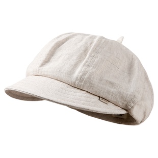 玖慕亚麻贝雷帽女春夏26新日系薄款透气显脸小八角帽画家报童帽子