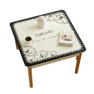 法式正方形餐桌垫桌布防水防油免洗轻奢高级感pvc方桌布茶几台布