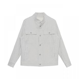 EHE男装黑白条纹特色交叉款时尚文艺休闲立领夹克外套男春夏新款