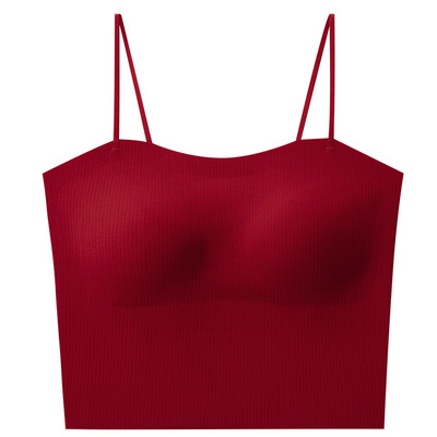 细肩带白色美背冰丝抹胸纯色女