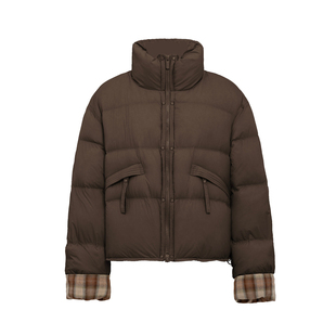 【冰淇淋系列】YAYA鸭鸭羽绒服立领2025冬季女装厚款格子短款外套