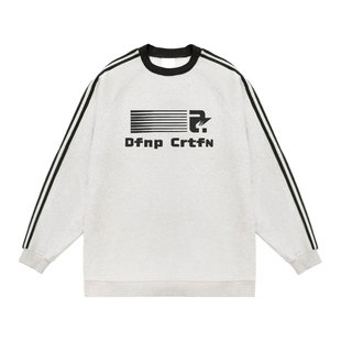 三条杠卫衣男春秋美式重磅纯棉圆领卫衣长袖加绒内搭打底休闲上衣