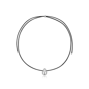 G/S周末美学 极简冷淡水滴金属吊坠黑皮绳项链女新款毛衣链长项链