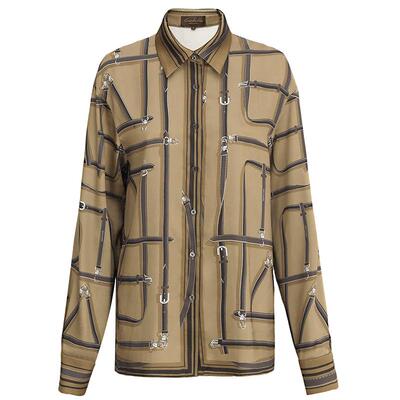 COCOBELLA定位印花重磅缎面衬衫