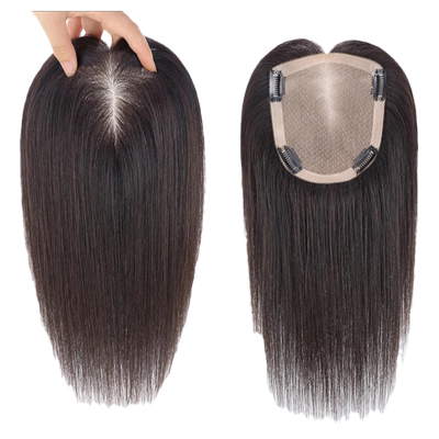 双递针全手织真发头顶补发片遮白