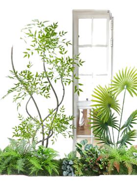 仿真绿植南天竹造景组合橱窗装饰阳台假植物景观玄关室内氛围假树