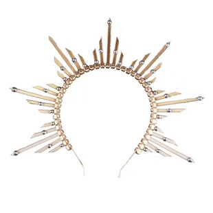 欧美金属树叶月桂发箍女圣母巴洛克项链金色皇冠新娘头冠希腊头饰