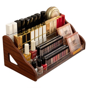 化妆品收纳盒木多层桌面置物架口红唇膏釉彩指甲油眼影香水收纳架