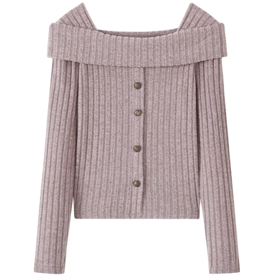 慕兔法式一字肩内搭针织衫