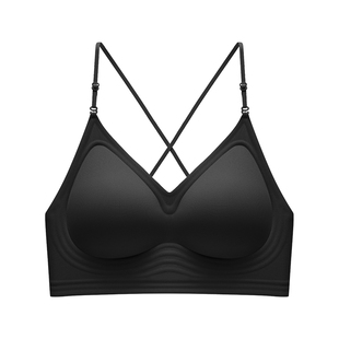 草本初色大U美背细肩带内衣女夏薄无痕小胸聚拢显大隐形挂脖文胸