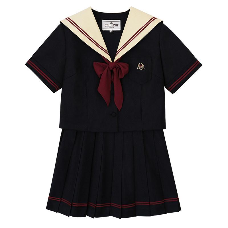 【月野HOUSE】*落枫中*夏服原创自制奶黄领赤二本JK制服