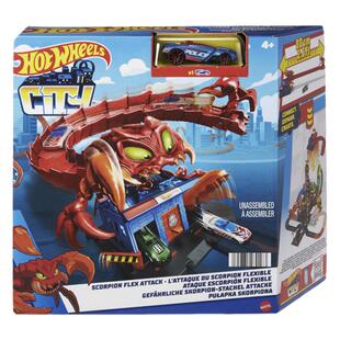 Hot Wheels风火轮城市巨猿飞龙蝎子恐龙攻击跑车弹射轨道礼物玩具