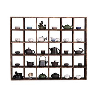 博古架实木中式多宝阁架子茶壶置物架展示架上墙茶叶紫砂壶博物架