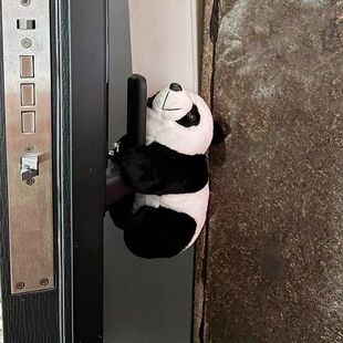 大熊猫门把手防磕碰撞神器智能密码锁防盗入户门阻挡器玩偶保护套