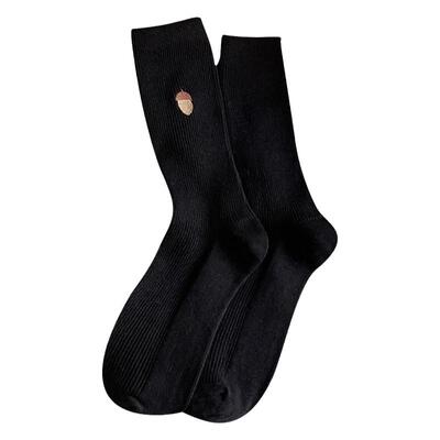 双针刺绣中筒袜女堆堆袜复古纯棉